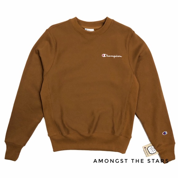 Champion Tops - Champion LIFE Reverse Weave Brown Crew Sweatshirt
